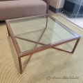36" Square Glass Knoll Krusin Coffee Table w/ Wood Frame